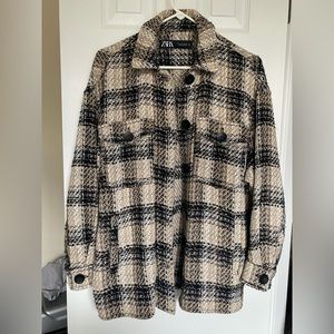 Zara Tweed Textured Plaid Over-shirt 8004/124 Small